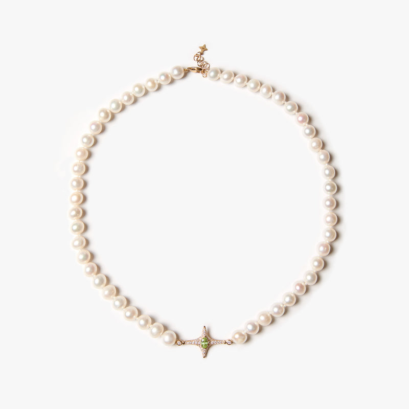 Selene Peridot Pearl Necklace