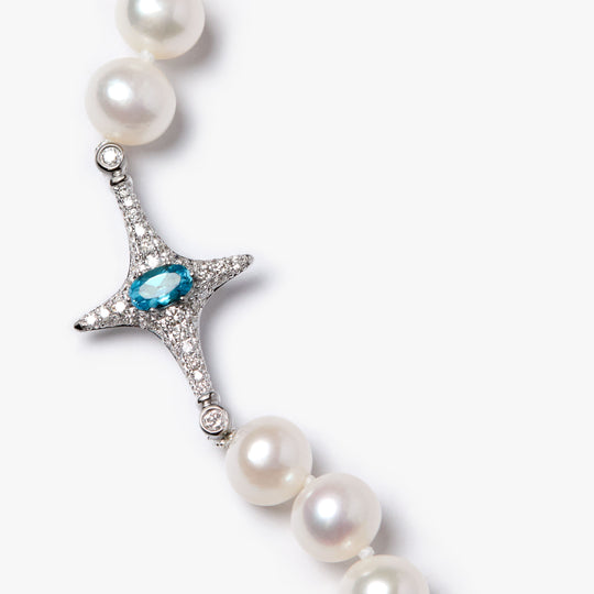 Selene Blue Topaz Pearl Necklace