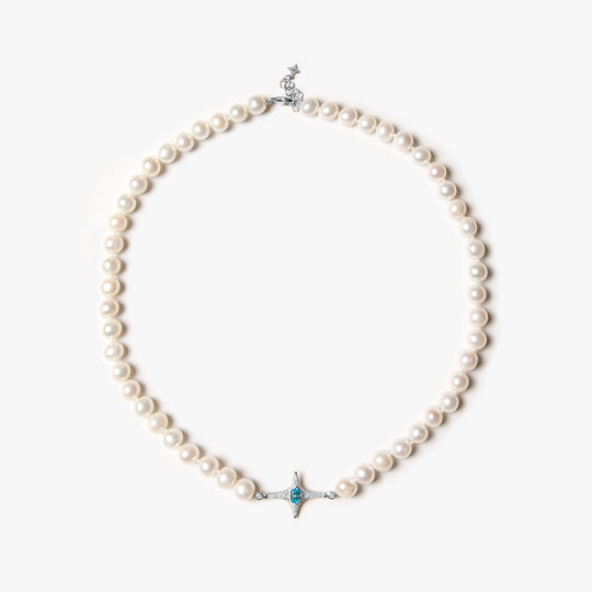 Selene Blue Topaz Pearl Necklace